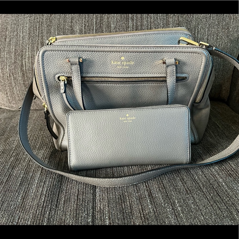 Gray Kate Spade wallet and purse.
